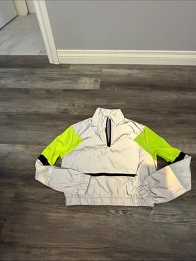 Revamped Reflective Gray and Neon‎ Green Windbreaker Jacket